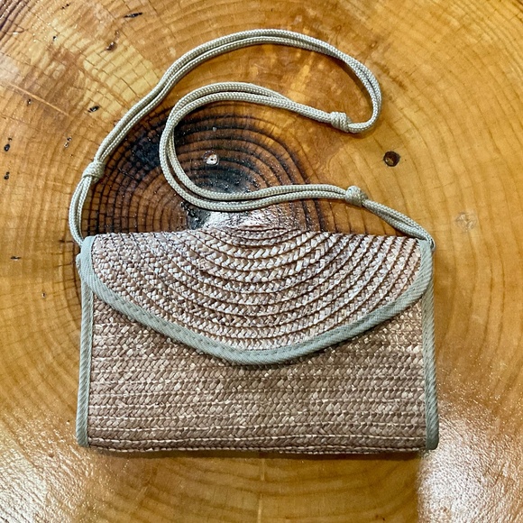 CROFT & BARROW Purse Straw Raffia Wicker Woven Boho Handbag Crossbody Clutch - Picture 1 of 12